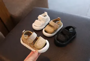 Quilted soft-sole baby sandals shown in various colors for toddlers, perfect for summer.