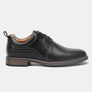 Scarpe casual in pelle nera stringate da uomo con dettagli di cuciture brogue laterali