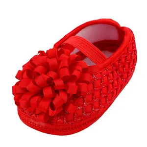 Élégantes chaussures de princesse rouges pour bébé fille avec grand nœud pour 0-1 an