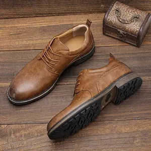 Scarpe Brogue Casual da Uomo in Pelle PU Artificiale Traspiranti Antiscivolo Stringate per Business Quotidiano Moda
