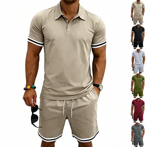 Set polo da uomo in due pezzi stile britannico con maglia a maniche corte e pantaloncini abbinati.