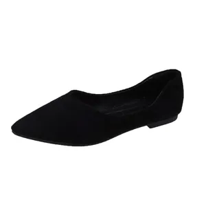 Klassieke zwarte puntige platte schoenen voor dames met lage uitsnijding en zachte zool