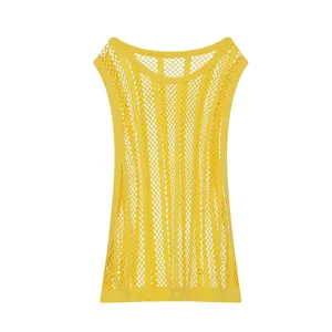 Gelbes Herren-Netz-Tanktop mit atmungsaktiver Fischnetz-Struktur für Sommer