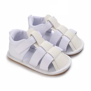 Sandalias de verano blancas para bebés con suela blanda para bebés de 0 a 1 año de edad