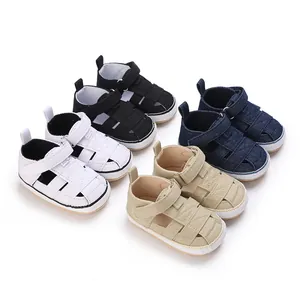 Infant Classic Casual Soft Sole Anti-Slip Rubber Bottom Sneakers Breathable Cotton Canvas Magic Tape Shoes For Baby Boys Girls