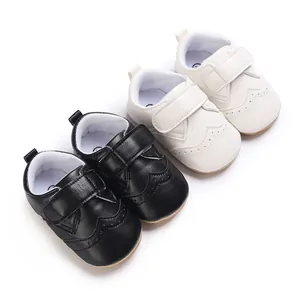 Newborn Baby Boys Walking Shoes Synthetic PU Leather Non-slip Rubber Sole Casual Brogue Carving Infant First Walker Shoes