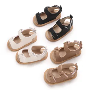Sandali Neonato Classico Casual Tinta Unita in Pelle PU Scarpe Primi Passi Suola Morbida Antiscivolo Velcro Bambino Bambina