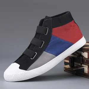 Men's Fashion Patchwork Canvas Shoes Breathable Vulcanized Board Shoes Casual Sneakers Autumn Low Top High Top Slip On Board Shoes For Men