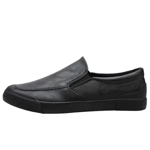 Classic black slip-on loafers for men with comfortable soft sole for business casual wear