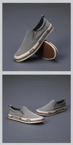 Detailed side and bottom view of grey breathable men's slip-on casual loafers for men