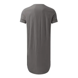 Back view of a solid gray men's short sleeve sleep robe with relaxed loungewear fit