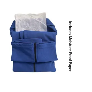 Detail view of the waffle knit zip-up jacket folded with protective moisture-proof paper