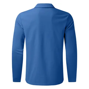 Vue arrière de la veste polo à manches longues en tricot gaufré bleu pour hommes