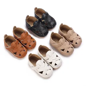 Scarpe Primi Passi Neonato in Pelle PU Intrecciate Traspiranti Suola Morbida Antiscivolo Sandali Estivi Casual per Bambini 0-12 Mesi