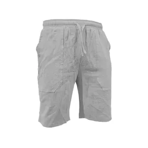 Vista dettagliata dei pantaloncini in cotone e lino traspiranti con coulisse da uomo