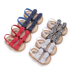 Sandalias de Verano Transpirables para Bebé Niña Lazo Lunares Gingham Suela Blanda Zapatos de Primeros Pasos