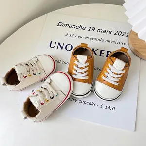 Kleinkind Baby Lauflernschuhe Weiche Sohle Rindsleder Skate-Schuhe Bunte Ösen Lässige Erste Walker Sneakers Für Säuglinge Jungen Mädchen