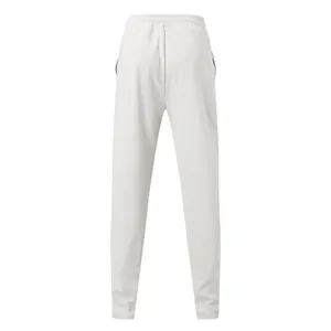 Detailed back view of men's slim fit waffle knit sports trousers in off-white finish