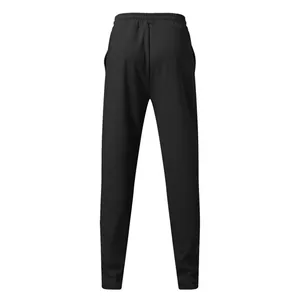 Detailed back view of black waffle texture men's slim fit athletic sports joggers