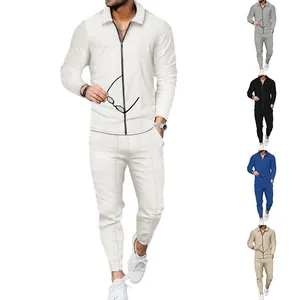 Conjunto de 2 piezas de punto de nido de abeja para hombre con polo y pantalones