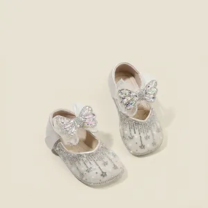 Kleinkind Mädchen Strass Prinzessin Schuhe Weiche Sohle Rutschfest Schleife Einzelne Schuhe Für Party Hochzeit Baby Mädchen Lederschuhe