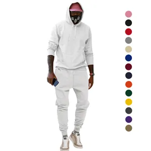 Conjunto de chándal para hombre con capucha de forro polar blanco y colores