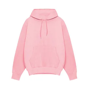 Minimalistische lichtroze dikke fleece hoodie met een zeer handige kangoeroezak