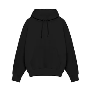 Hoogwaardige zwarte hoodie met trekkoord en kangoeroezak voor herfst en winter