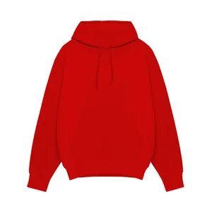 Effen rode dikke hoodie met kangoeroezak voor heren en dames, sportieve uitstraling