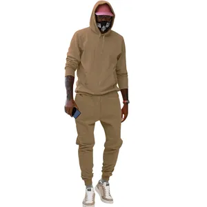 Conjunto casual de sudadera con capucha y pantalón de jogging para hombre camel