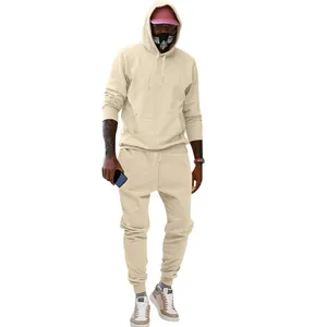 Chándal con capucha de forro polar beige para hombre perfecto para el otoño e invierno