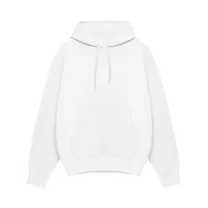 Vue de face d'un sweat à capuche blanc minimaliste pour hommes avec poche