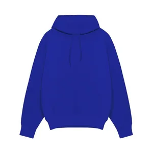 Vue détaillée d'un sweat à capuche en polaire bleu roi pour homme avec poche kangourou