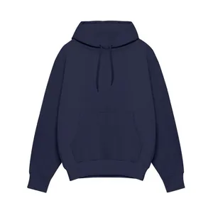 Vue détaillée d'un sweat à capuche de sport bleu marine pour hommes avec poche
