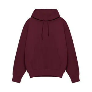 Sweat à capuche en polaire bordeaux pour hommes avec poche kangourou et cordons de serrage