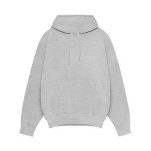 Détail du sweat à capuche de sport en polaire gris chiné pour homme avec poche