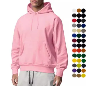 Sweat-shirt à Capuche Doublé en Fleece Couleur Unie pour Hommes Coupe Ample en Polyester Pull à Capuche Top