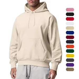 Sweat à capuche de sport en polaire de couleur unie pour homme avec poche kangourou