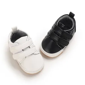 High quality soft leather baby walker shoes with anti-slip rubber sole and velcro strap
