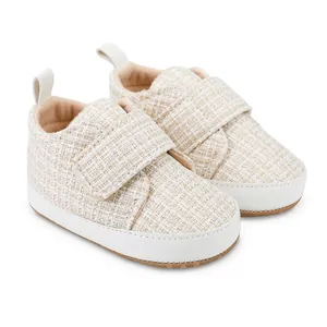 Weiche Baby-Schuhe aus Tweed mit Klettverschluss für Neugeborene und Kleinkinder