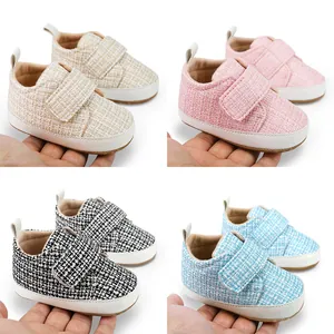Neugeborene Baby Tweed Lauflernschuhe Weiche Sohle Säugling Erste Gehschuhe Klettverschluss Anti-Rutsch Hausschuhe Für Jungen Mädchen