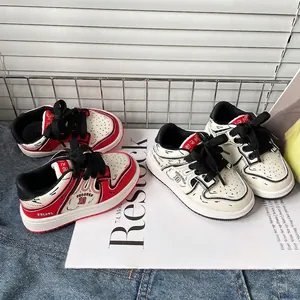 2D Comic Style Toddler Walking Shoes Anime Theme Soft Sole Microfiber Leather Sneakers For Boys Girls Kids Skate Shoes