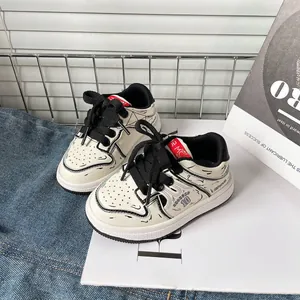 Manga style 2D line art toddler sneakers with soft soles for boys and girls aged 1-3