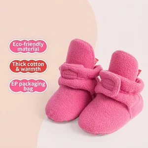 Zapatos de Invierno de Forro Polar Cálidos para Bebés Rojo Rosa Antideslizantes Suela Blanda Botas Con Cierre de Velcro