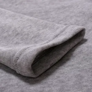Close-up detail of the sleeve cuff on a grey men's thermal fleece lined T-shirt