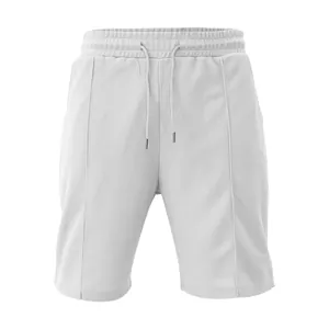 Vue de face d'un short décontracté en maille gaufrée pour homme avec cordon de serrage