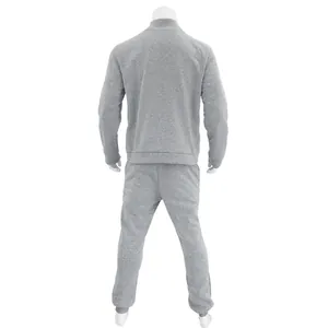 Back view of grey men's fleece tracksuit showing fabric texture and overall fit