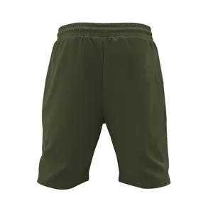 Vista posteriore di pantaloncini da spiaggia casual verde oliva, trama a nido d'ape.