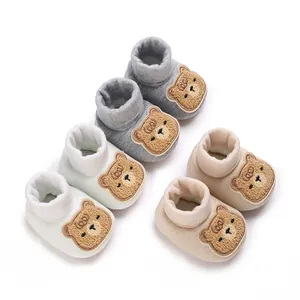 Scarpine Primi Passi Invernali per Neonati Orso Cartone Animato Suola Morbida Pile Caldi Stivali Antiscivolo per Bambino Bambina