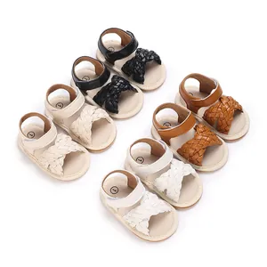 Sandalias de Verano para Bebé Niña Cuero Trenzado Suela Blanda Antideslizante Zapatos de Primeros Pasos Sandalias de Playa Casuales para Recién Nacido